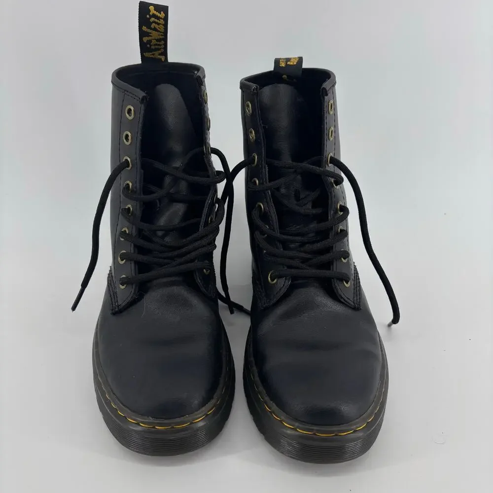 Doc Martens Zavala Black Leather Platform Combat Boots M7 W8 Goth Grunge